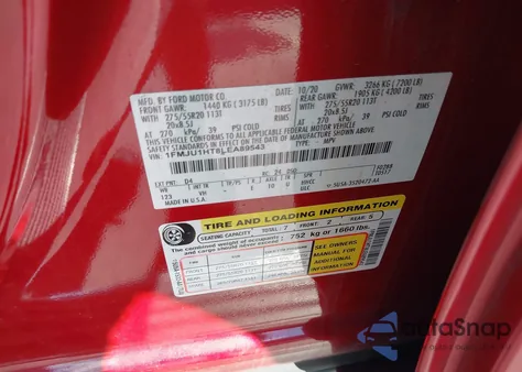 2020 Ford Expedition Xlt из США, поврежденный, VIN 1FMJU1HT8LEA89543